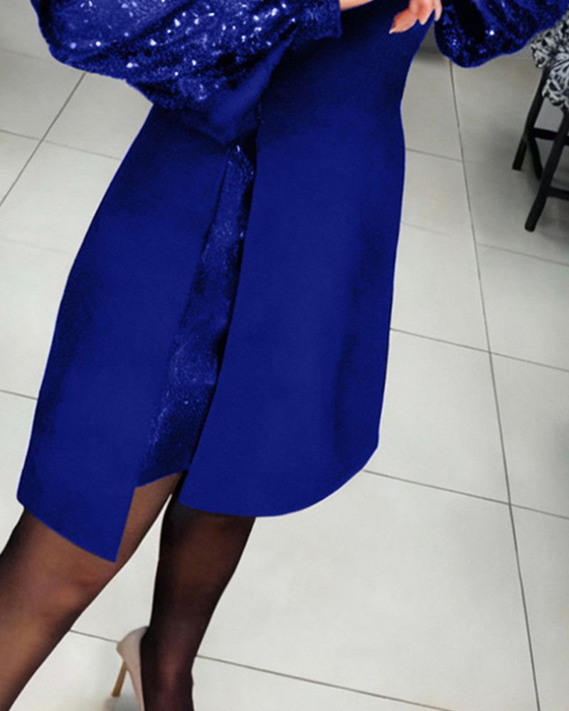 Liliana | Elegantná Šaty s Bufiastými Rukávmi a Patchworkovými Detailmi