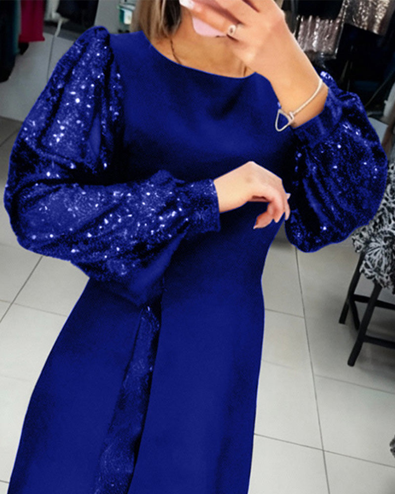 Liliana | Elegantná Šaty s Bufiastými Rukávmi a Patchworkovými Detailmi