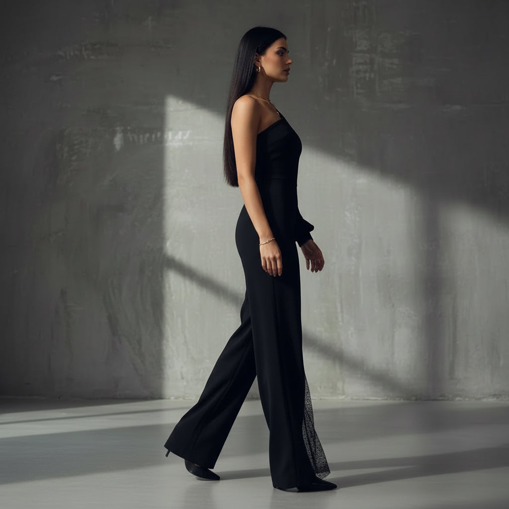 Artemis | Elegantný jednoramenný overal s trblietavým detailom