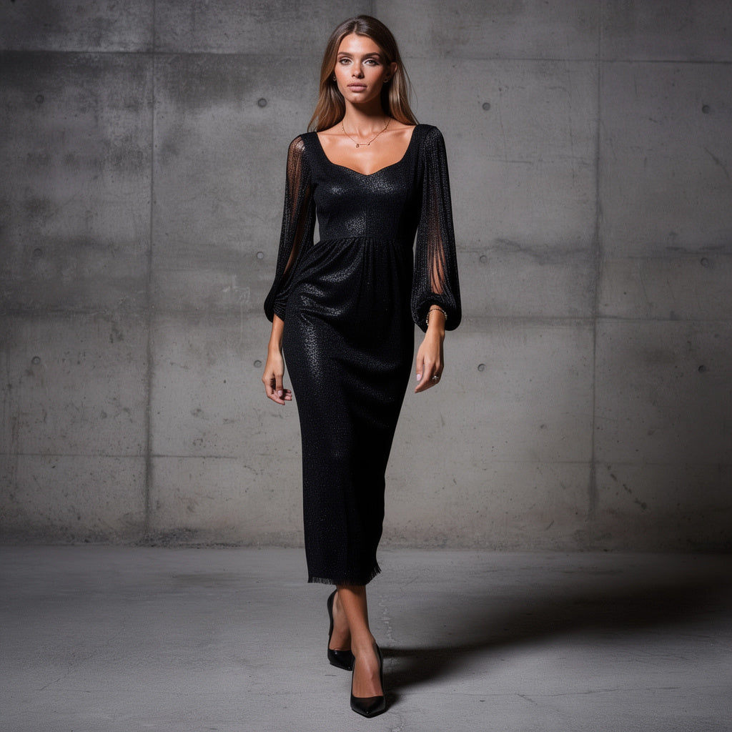 Mira | Dámska sukňa s výstrihom a dlhými rukávmi