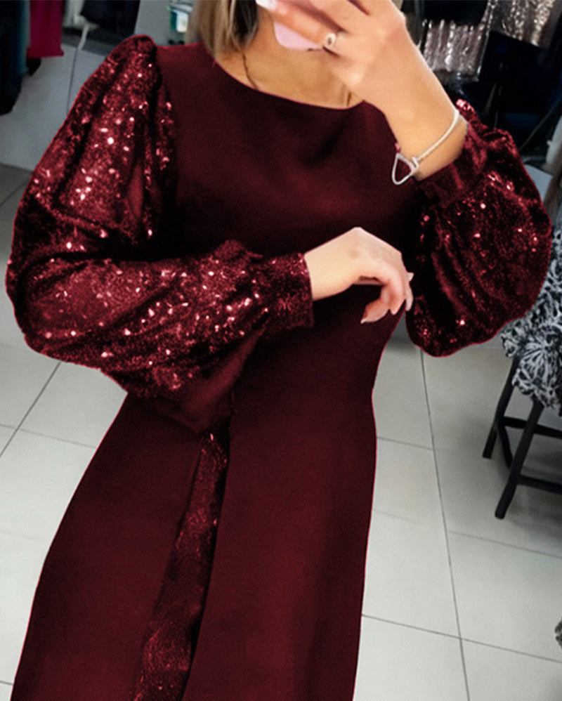 Liliana | Elegantná Šaty s Bufiastými Rukávmi a Patchworkovými Detailmi