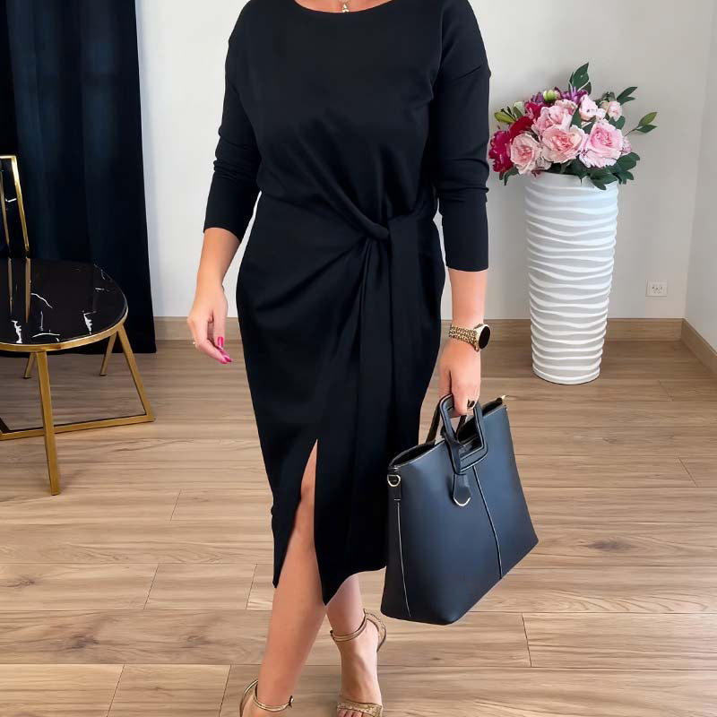 Alina™ | Elegantná Šaty s Viazaním a Jemným Rozparkom