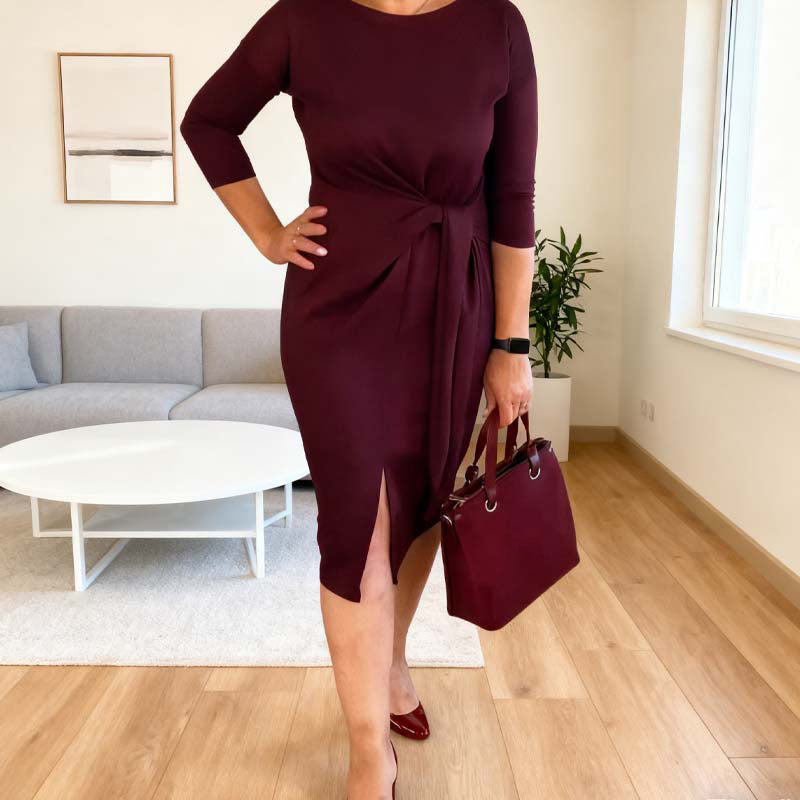 Alina™ | Elegantná Šaty s Viazaním a Jemným Rozparkom